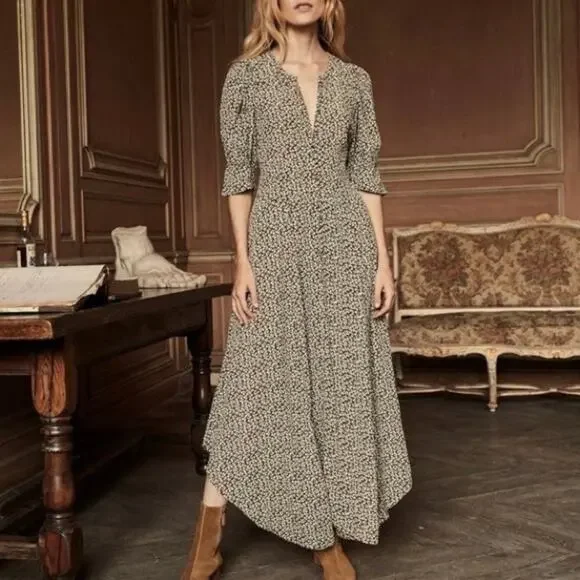 New Doen Laurel Dress Olive Cherry Willow - Picture 1 of 6